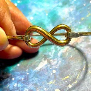 James Avery Infinity Bracelet sterling silver band & a 14k gold infinity symbol